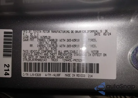 2024 Toyota Tacoma Limited z USA, uszkodzony, nr VIN 3TMLB5JN7RM002143